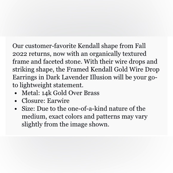 Kendra Scott Set Framed Kendall Necklace & Earrings NWT Lavender Illusion - Picture 5 of 9